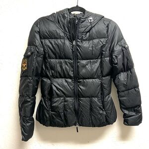 Ralph Lauren Rugby Down Puffer Jacket Black Hooded Size XS